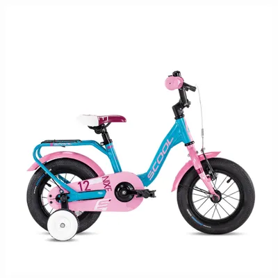 Immagine prodotto di Bicicletta per bambini da 12 pollici, 1 marcia, bicicletta per bambini, S’COOL niXe, dai 2 anni, circa 85-100 cm, turchese/rosa