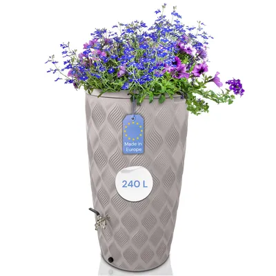 Produktbild von YourCasa Regentonne 240 Liter [Seabreeze Flower]  Creme mit Wasserhahn