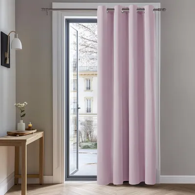 Image de Rideaux occultants à œillets, rideaux thermiques, protection contre le froid, protection contre la chaleur, 229x132 cm, rose clair, 1 pièce