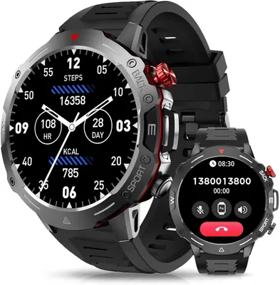 Produktbild von AVUMDA Herren Smartwatch mit Telefonfunktion 1,52 Zoll Militär Fitness Uhr mit Herzfrequenz, Blutdruck, Schlafmonitor, Sprachassistent