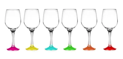 Produktbild von 6 Weingläser 250ml mit bunten Füßen Weinglas Weißweingläser Rotweingläser Weinkelche