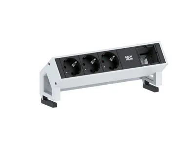 Image de Bachmann DESK 2 902.200, bloc multiprise 2x, noir/blanc, 1x module Custom