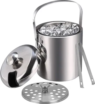 Produktbild von Isolierte Eiskübel mit Deckel - 1,3 l - Edelstahl - ideal für Partys