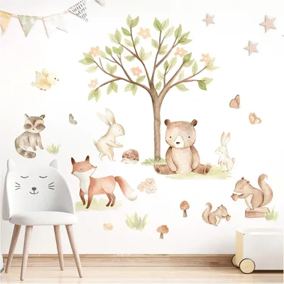 Produktbild von Wandtattoos 190 x 112 cm, Waldtiere, selbstklebend, Wanddekoration, für Kinderzimmer