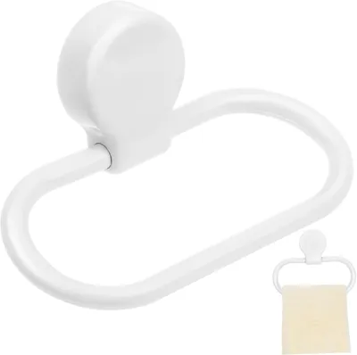 Produktbild von Weißer Handtuchring aus ABS-Klebeband, zur Wandmontage ohne Bohren, fürs Badezimmer
