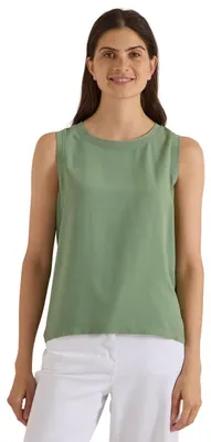 Productafbeelding van Cecil blouse met ronde hals en geribde details, diep matgroen, maat M