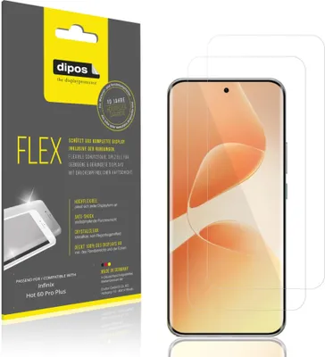 Produktbild von 2x Schutzfolie für Infinix Hot 60 Pro Plus Folie, 100% Displayabdeckung, dipos Flex