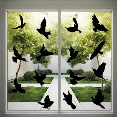 Produktbild von Fensteraufkleber zum Vogelschutz für Glasscheiben, 27 Stück selbstklebende PVC Aufkleber