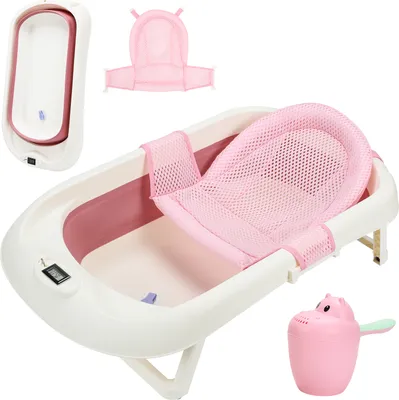 Produktbild von Lospitch Baby Babywanne Babywanne Kinder Faltbare klappbar Baden Sicher 3 in 1 0-6 Jahre mit Standfüßen Tragbare Rosa