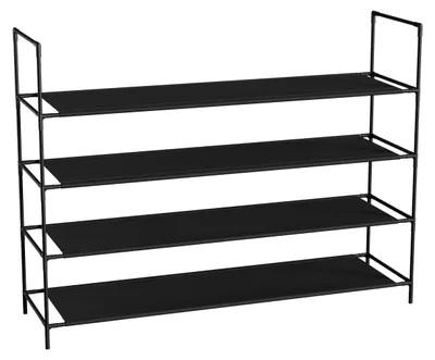 Schoenenregal 4 Etagen, stapelbar, 98,5×28×75 cm, Schwarz