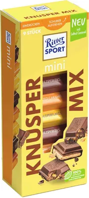 Immagine prodotto di Ritter Sport mini mix croccante 9 barrette al cioccolato 150g