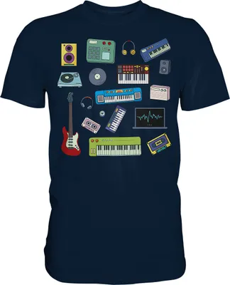 Produktbild von Retro Synthesizer Gitarre Musikproduzent T-Shirt – Navy / XL
