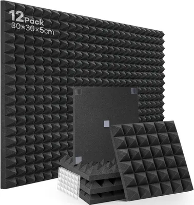 Zdjęcie produktu dla Pianka akustyczna 30x30x5 cm, 12 sztuk, piramida, panele pochłaniające dźwięk do studia