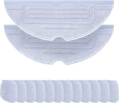 A set of light gray microfiber mopping cloths for a robot vacuum cleaner.