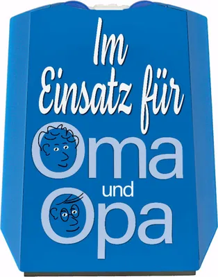 Produktbild von Parkscheibe mit Spruch: Im Einsatz für Oma und Opa mit 2 Einkaufswagenchips