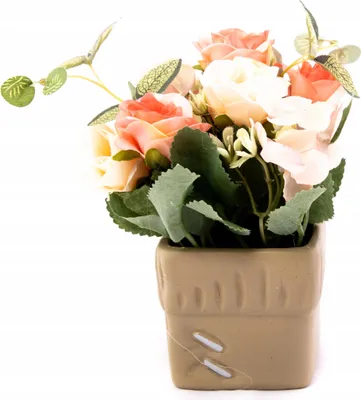 Produktbild von Künstliche Rosen im Topf 15cm - Deko Blumen wie echt - Pflegeleichte Tischdeko Verschiedene Farben