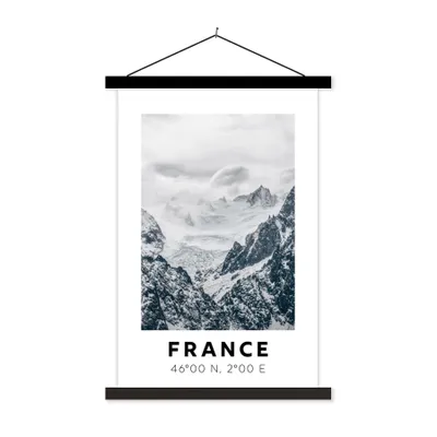Produktbild von MuchoWow® Textilposter Frankreich - Berge - Schnee 40x60 cm mit schwarzem Rahmen - Wanddekorationen