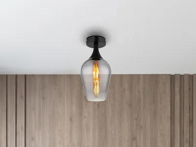 Produktbild von Ausgefallene LED Deckenleuchte klein Rauchglas Lampenschirm für Wohnzimmer Ø15cm
