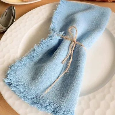 Image de Lingettes en coton faites main, 100 % coton, avec des rubans, lot de 4, 44,5 x 44,5 cm