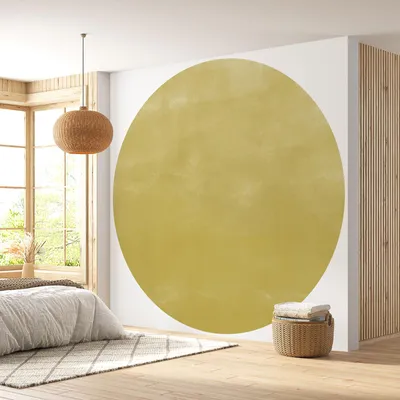 Produktbild von Runde Tapete / Kreis – Lumaléa – Ockergelb – Trendfarbe – Standardpapier 170 g, abwaschbar – Durchmesser 90 cm