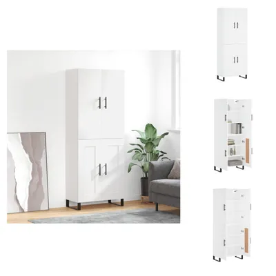 Imagen del producto de vidaXL Mueble alto blanco de 69,5 x 34 x 180 cm, fabricado en material de madera - Mueble aparador
