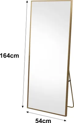 Obrázok produktu pre Celotelové zrkadlo – stojacie zrkadlo – 150 x 40 cm – nastaviteľný stojan – na zavesenie – hliníkový rám – čierne