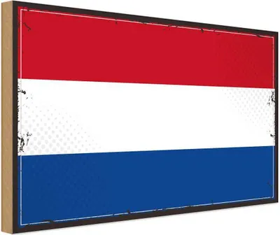 Produktbild von vianmo Holzschild 20x30 cm Niederlande Netherlands Flagge Fahne Wappen