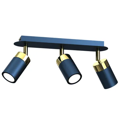 Image de Spot JOKER bleu et doré 3xE27x60W en métal, dimensions : 13x34x6 cm, IP20, Milagro