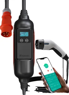 Obrázok produktu pre Prenosná nabíjačka EV, výkon 11 kW, nastaviteľný prúd 6A-16A, 11KW 16A 3Fáza, TYP2