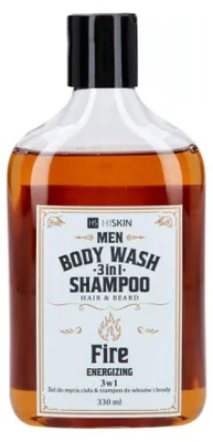 Produktbild von Hiskin HISKIN MEN BODY WASH WHISKY FIRE 3in1 Energetisierendes Körperwaschgel und Shampoo für Haare und Bart, 330 ml