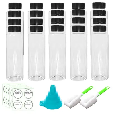 20 leere PET-Saftflaschen 250 ml mit Deckel, wiederverwendbar