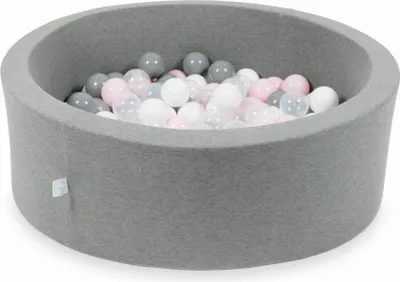 Immagine prodotto di Piscina grigia secca 90x30 con 200 palline: trasparente, bianco, grigio, rosa chiaro