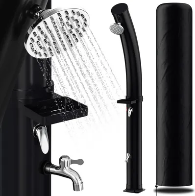 Zdjęcie produktu dla TolleTour – prysznic solarny, prysznic basenowy, prysznic ogrodowy, 35 l, wygięty prysznic kempingowy, do 60°C, prysznic z deszczownicą, prysznic zewnętrzny, prysznic kempingowy, basenowy