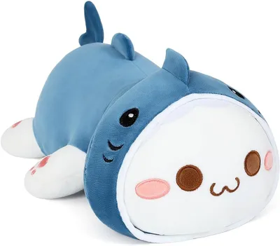 Produktbild von Plüschtier Hai Katze Kuscheltier Stofftier Kawaii Katze Plüsch, Kätzchen Plüschkissen Spielzeug, Wurfkissen, Schmusetier Geschenk für Kinder Mädchen