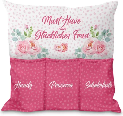 Produktbild von Sofahelden Kissen, 45 x 45, mit Füllung, Kissen mit Taschen, Filmabend, Geburtstag Valentinstag, Couch Sofa Bett, Motiv Woman Must Have [091]