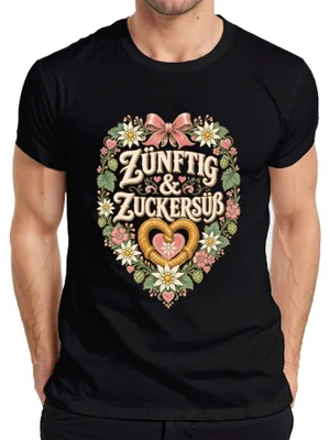 Imagen del producto de Zünftig & Zuckersüß: Traje tradicional bávaro para , modelo "Wiesn", falda para mujer ("Dirndl"), pantalones de cuero para hombre, camiseta, color , talla S