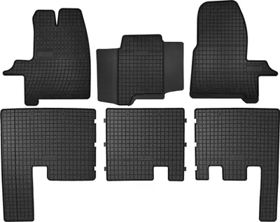 Immagine prodotto di Tappetini auto in gomma adatto per Ford Transit Custom (2012-2021, van, 2 file) neri, set 6 pz, con fissaggi