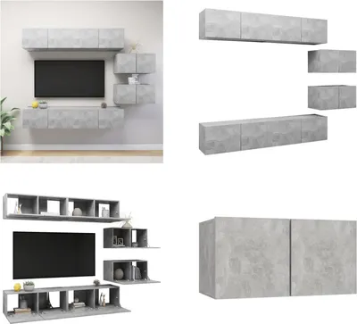 Produktbild von vidaXL 6 tlg. TV Schrank Set Betongrau Holzwerkstoff - TV-Schrank-Set - TV-Schrank-Sets - Hängendes TV-Schrank-Set - Hängende TV-Schrank-Sets