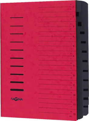 Produktbild von Pagna Ordnungsmappe 12 Fächer, Schwarz, Rot, Porträt, A4, 245 mm, 320 mm