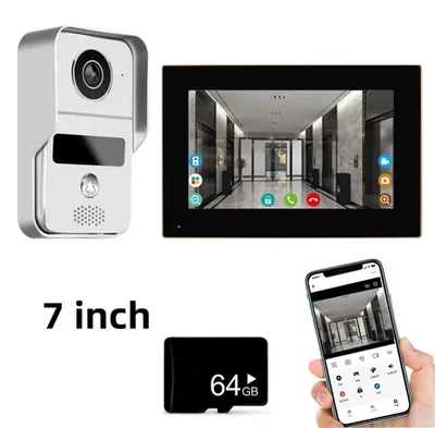Immagine prodotto di Videocitofono - Campanello intelligente - Videocitofono - Campanello con telecamera - Campanello wireless - Schermo touchscreen da 7 pollici