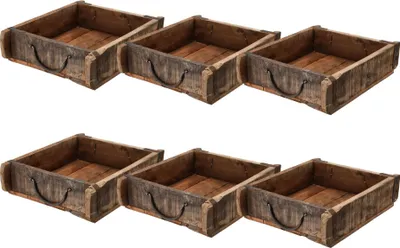Produktbild von Novaliv 6x Holzkiste Vintage 30 x 25 x 8 cm Alte Ziegelform Holz Groß Allzweckkiste aus recyceltem Altholz Jede Form EIN Unikat – Vintage Kiste Deko