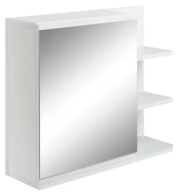 Produktbild von Badezimmer-Spiegelschrank mit 3 offenen und 1 Innenfach, modernes Design, 60 x 18 x 50 cm, Wei?