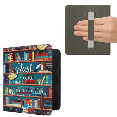 Produktbild von kwmobile Schutzhülle für Tolino Epos 3 Hülle - eReader Flip Case mit Handschlaufe und Auto Sleep Funktion - Bibliothek Motto mit Mehrfarbig