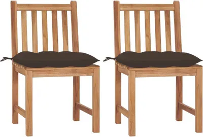 Produktbild von Gartenstühle 2 Stk. mit Kissen Massivholz Teak