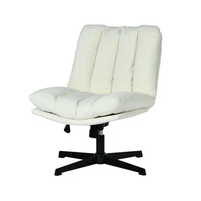 Produktbild von Meubles Cosy Verstellbarer drehbarer Relaxsessel mit Armlehnen und dickem beigem Chenille Sitz – CONFOD