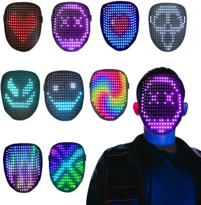 Productafbeelding van LED-masker met gebarenherkenning - LED-lichtmasker met 50 statische en dynamische afbeeldingen - Maskerade - Halloween