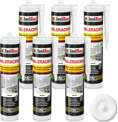 A collection of white sealant tubes arranged in a grid, with a small dollop of sealant in the lower right corner.