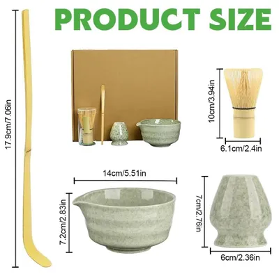 Produktbild von Matcha-Set - 4-in-1 Matcha-Zubehör - Keramikschale - Schneebesenhalter - Löffel - Matcha-Besen
