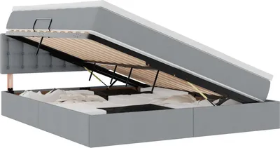 Obrázok produktu pre Postel s úložným prostorem a matrací Svetlosivá 180 x 200 cm