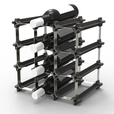 Produktbild von NOOK® Weinregal stapelbar 9er-Set – modulares Flaschenregal für bis zu 12 Flaschen, Stecksystem, erweiterbar – für Küche, Keller, Hausbar